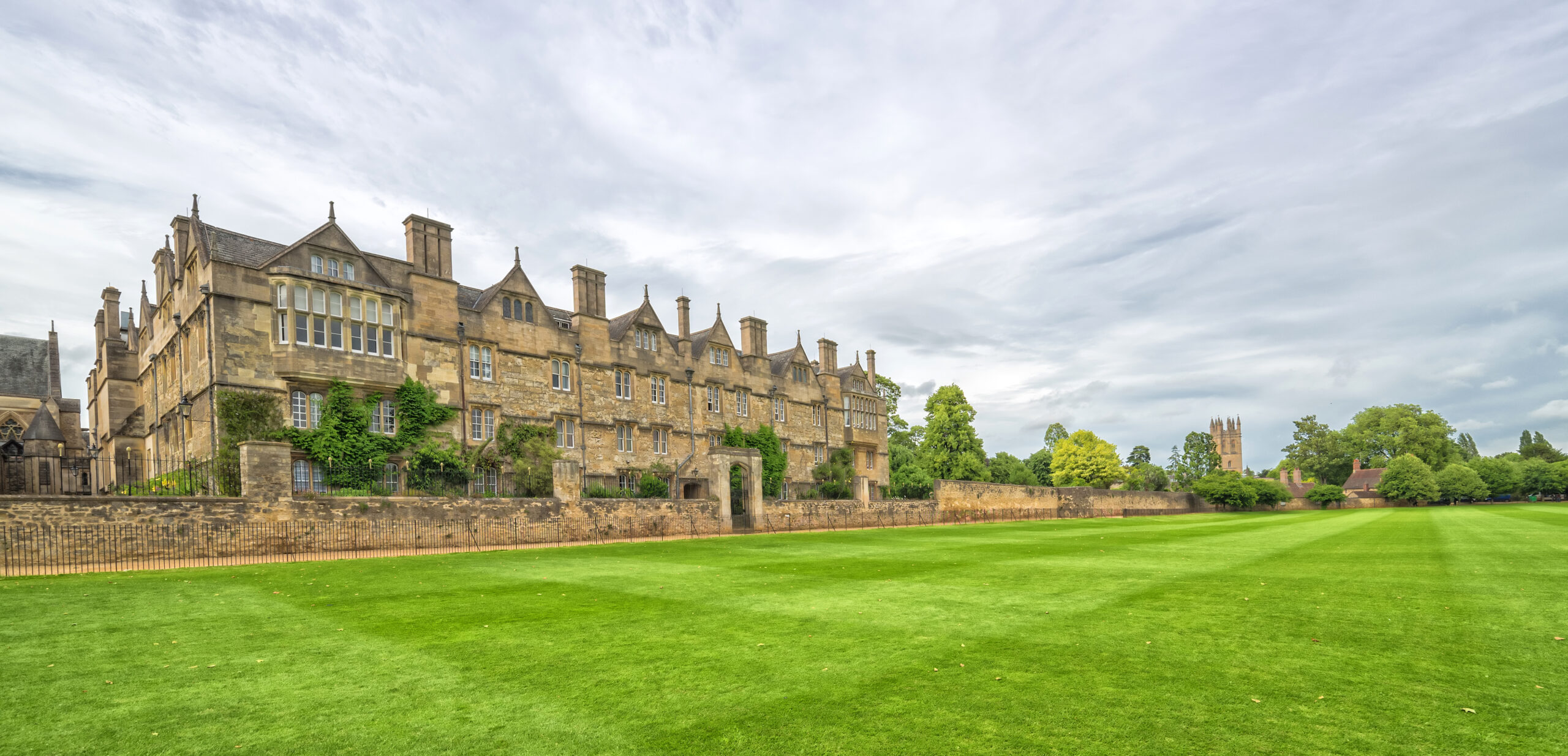 Merton College in cloudy summer scenery
