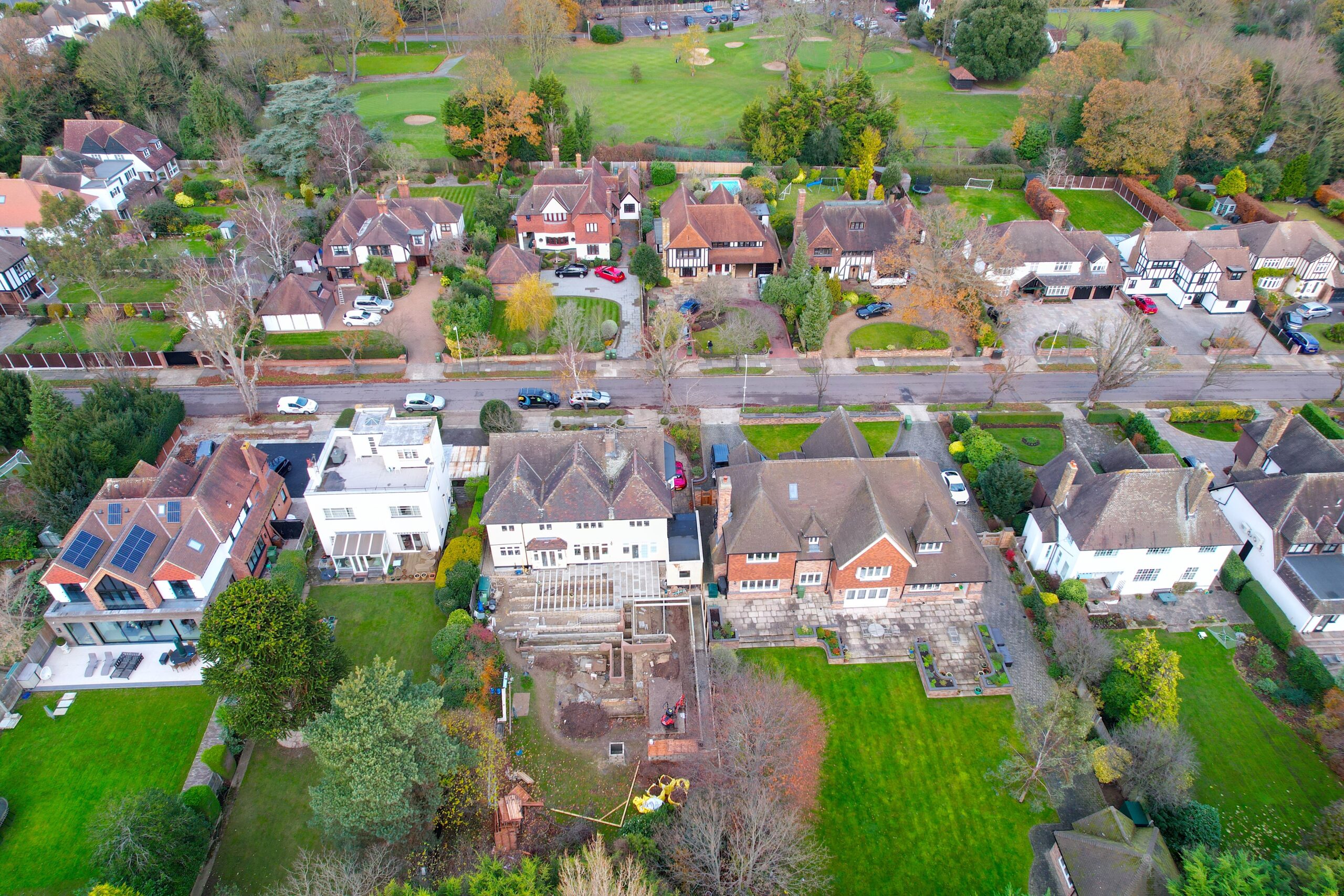 Upminster Essex UK Aerial drone view street and roads